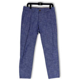 Womens Blue Flat Front Slash Pockets Casual Straight Leg Chino Pants Size 6