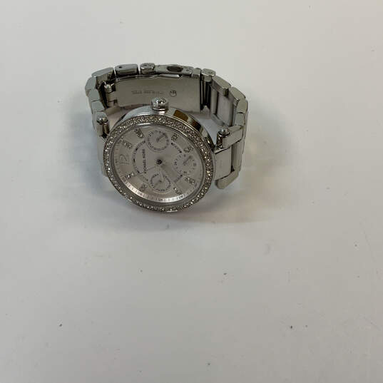 Designer Michael Kors Mini Parker MK-5615 Silver-Tone Analog Wristwatch image number 3