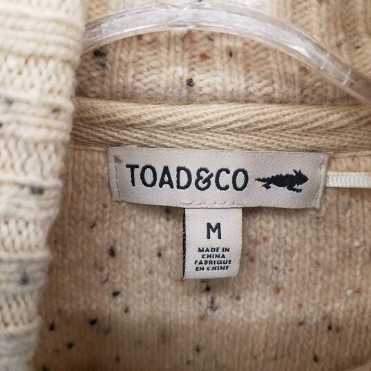 Toad & Co. Beige Lambswool Blend 1/4 Zip Cropped Sweater WM Size M image number 3