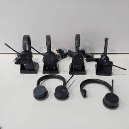 Bundle Of 4 Plantronics Voyager 4210/C052 UC Mono Bluetooth Headsets With Extra Headsets