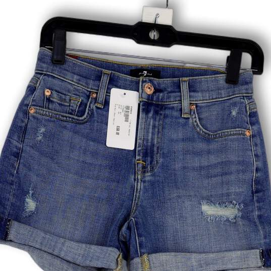 NWT Womens Blue Denim Medium Wash Distressed Pockets Mom Shorts Size 24 image number 4