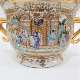 Vintage Oriental Accent Brand Gold Gilt Ornate Design Double Handle Vase Planter alternative image