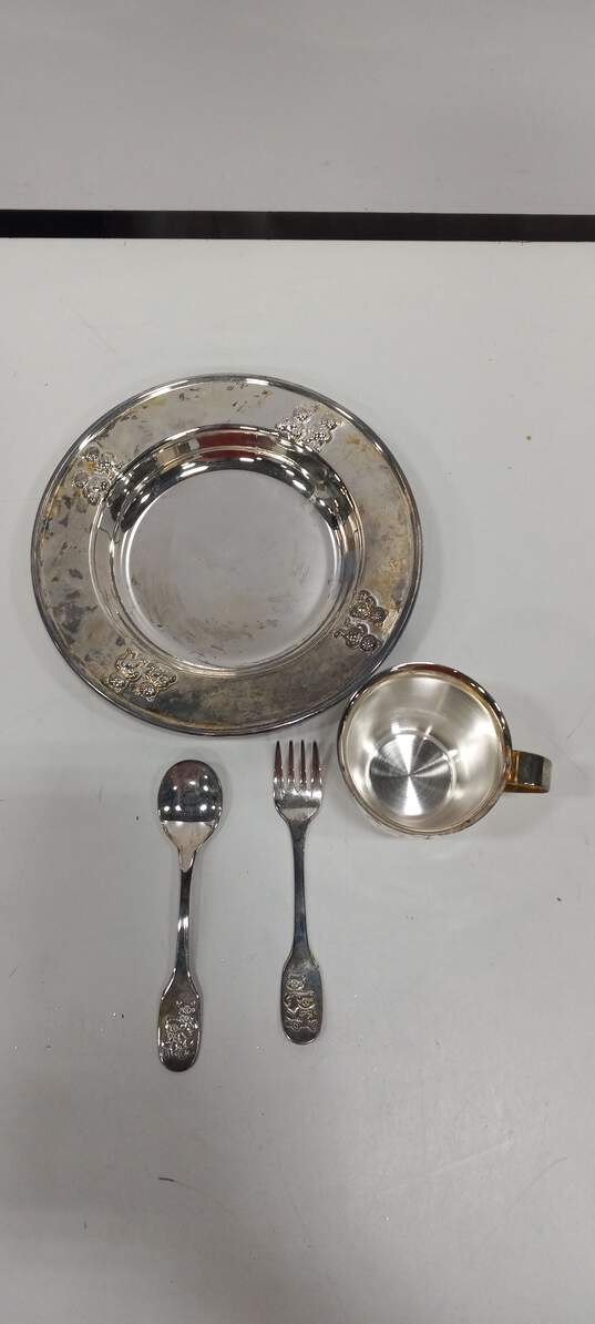 4pc Silver-plated  Baby Feeding Set image number 2