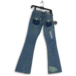 NWT True Religion Womens Blue Patch Work 5-Pocket Design Flared Leg Jeans Sz 25 alternative image