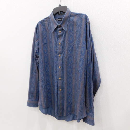 Christian Dior Monsieur Blue Long-Sleeve Men's Dress Shirt Size XL image number 2