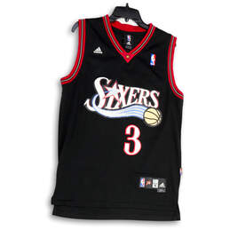 Authentics Womens Black Sixers Iverson #3 V-Neck NBA Pullover Jersey Size S