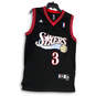 Authentics Womens Black Sixers Iverson #3 V-Neck NBA Pullover Jersey Size S image number 1
