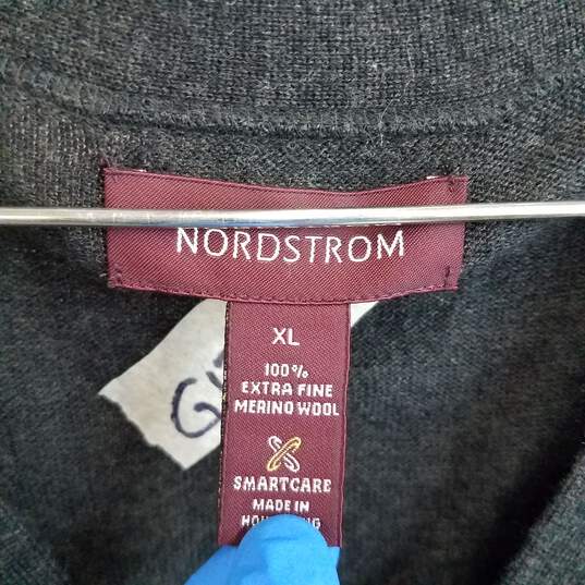 Nordstrom men's dark gray wool button up sweater vest XL image number 3
