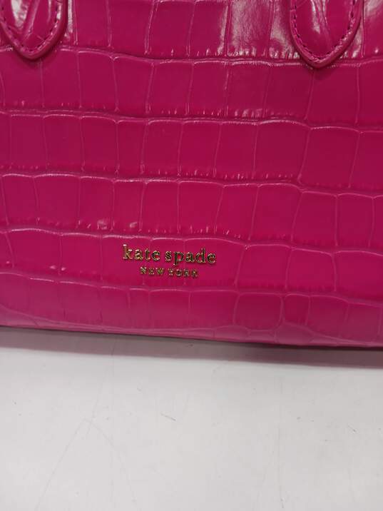 Kate Spade Pink Croc Animal Print Pattern Satchel Style Handbag Purse image number 3