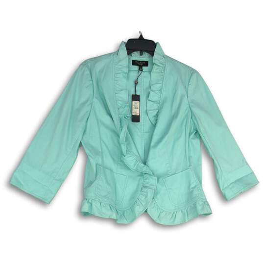 NWT Womens Mint Ruffle 3/4 Sleeve Cropped Jacket Size 12P image number 1