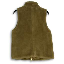 J. Crew Womens Brown Fleece Mock Neck Sleeveless Full-Zip Vest Size 8 alternative image