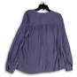 NWT Womens Blue Pleated Balloon Sleeve Button Front Blouse Top Size Large image number 2