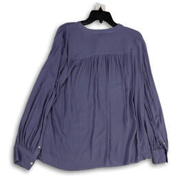 NWT Womens Blue Pleated Balloon Sleeve Button Front Blouse Top Size Large alternative image