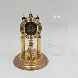 Vintage Elgin S Haller 400 Day Anniversary Skeleton Mantle Clock w/Glass Dome alternative image