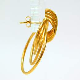 14k Yellow Gold Abstract Interlocking Circles Post Back Earrings 3.7g alternative image