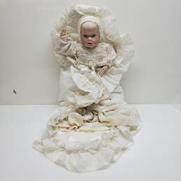 Vintage 1988 Franklin Heirloom Bisque Victorian Christening Porcelain Baby Doll