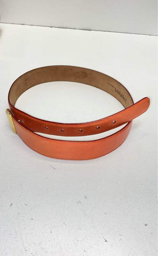 Donna Karan Orange Leather Belt Size M image number 12