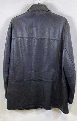 Pronto Uomo Mens Black Long Sleeve Collared Button Front Leather Jacket Size L alternative image