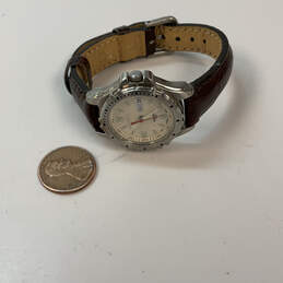 Designer Seiko 7N83-0219 Silver-Tone Brown Leather Strap Analog Wristwatch alternative image