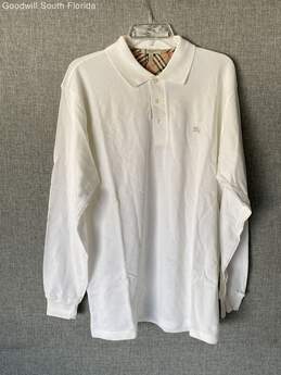 Authentic Burberry Mens Ivory Long Sleeve Polo T-Shirt Size L