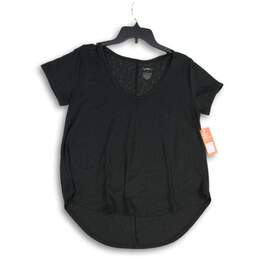 NWT Gottex Studio Womens Black Scoop Neck Short Sleeve Blouse Top Size Small