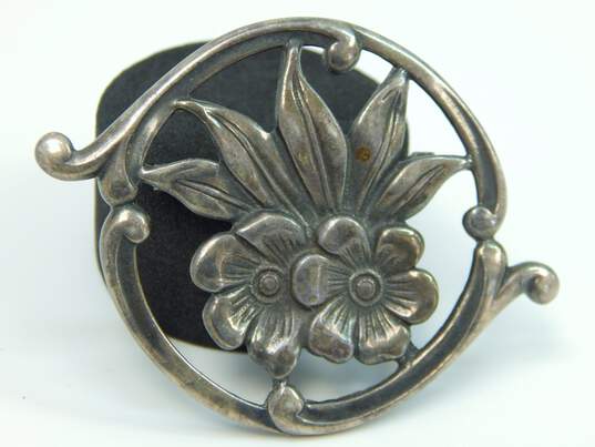 Vintage Sterling Silver Floral Brooch 13.5g image number 2