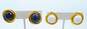 Vintage Trifari White Black Gold Tone Clip-On Earrings 38.9g image number 1