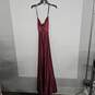 Red Satin Embellished Neckline Sleeveless Gown Dress image number 2