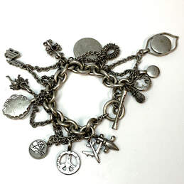 Designer Lucky Brand Silver-Tone Link Chain Classic Multiple Charm Bracelet