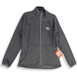 NWT Womens Gray Mock Neck Long Sleeve Activewear Full-Zip Jacket Size XL