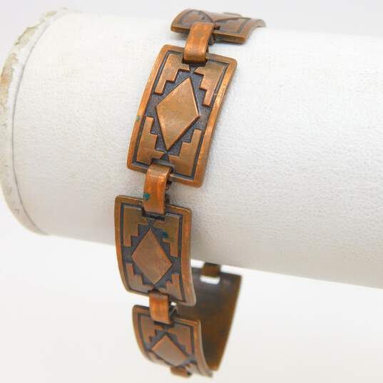 Variety Southwestern Style Copper Drop Earrings & Bracelets 50.9g image number 3