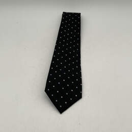 Mens Black Geometric Silk Four-In-Hand Adjustable Formal Pointed Neck Tie