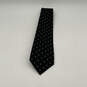 Mens Black Geometric Silk Four-In-Hand Adjustable Formal Pointed Neck Tie image number 1