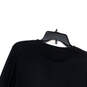 Womens Black Round Neck Long Sleeve Regular Fit Pullover T-Shirt Size Large image number 4