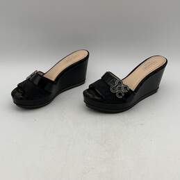 Coach Womens Black Open Toe High Wedge Heel Slip On Slide Sandal Size 5 alternative image