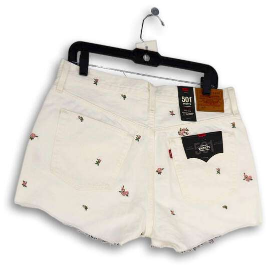 NWT Womens White 501 Floral Pockets High Rise Fitted Cut-Off Shorts Size 32 image number 2