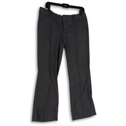 Womens Gray Flat Front Pockets Regular Fit Straight Leg Dress Pants Size 10