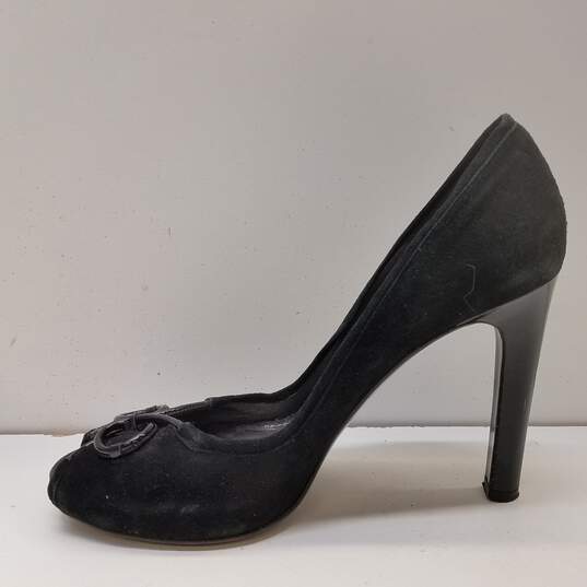 Diane Von Furstenberg Suede Peep Toe Heels Black 10 image number 2