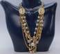 Vintage Trifari Brushed Gold Tone Faux Pearl Bead Necklaces & Leaf Brooch 155.2g image number 4