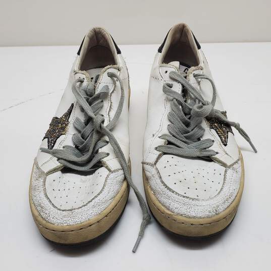 Ballstar Golden Goose White Leather Skateboarding Lace Up Sneakers image number 2