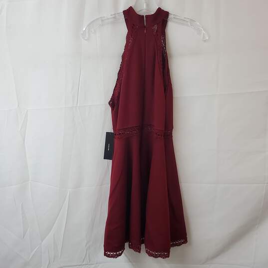 Lulus Halter Lace Lined Red Skater Dress Size S image number 2