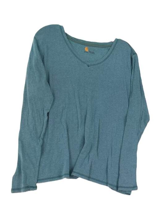 Carhartt Womens Blue Long Sleeve Round Neck Pullover T Shirt Size X-Large image number 1