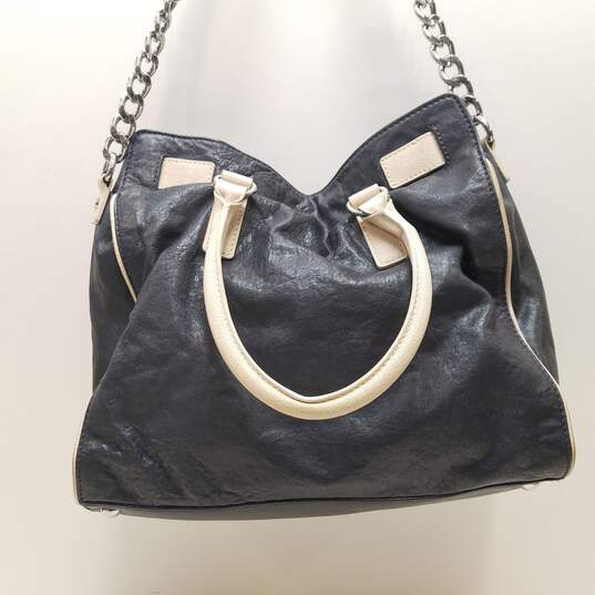 Michael Kors Hamilton Navy Blue Leather Padlock Large Shoulder Tote Bag image number 2
