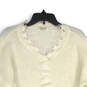 Womens White V-Neck Long Sleeve Cable Knit Raw Hem Pullover Sweater Size 2X image number 3