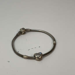 Designer Pandora 925 ALE Sterling Silver Snake Chain Heart Charm Bracelet