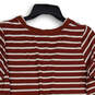 Womens Red White Striped Long Sleeve V Neck Stretch Pullover T-Shirt Sz 2X image number 4