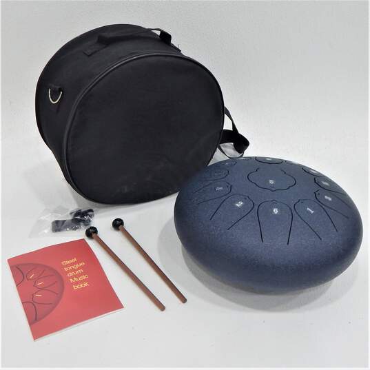 Unbranded 13-Note Blue Metal Steel Tongue Drum w/ Case and Accessories image number 1