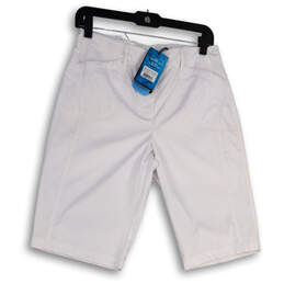 NWT Womens White Flat Front Pockets Regular Fit Bermuda Shorts Size 4