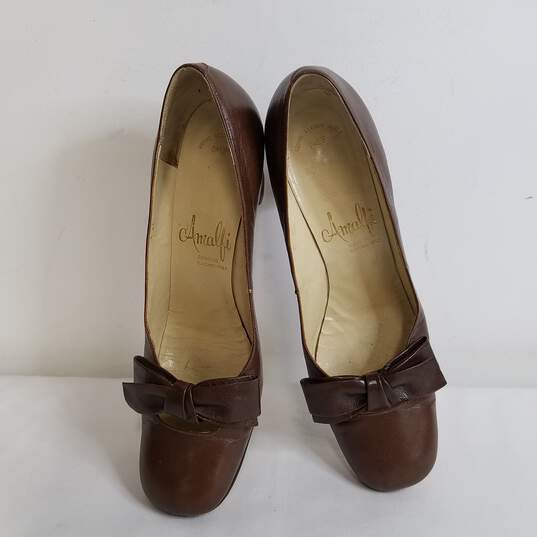 Amalfi Women's Dark Brown Leather Pumps Size 7 image number 6