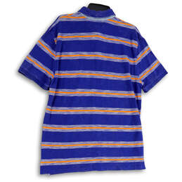 Mens Multicolor Striped Short Sleeve Spread Collar Polo Short Size X-Large alternative image